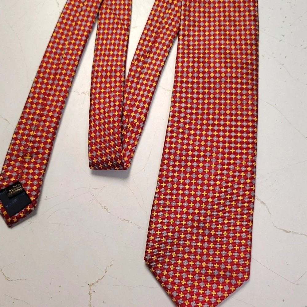 Luciano Barbera Red Blue Thick Silk Handmade Necktie Tie Italy